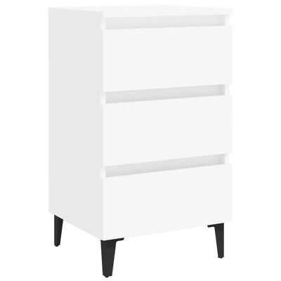 vidaXL Comodino con Gambe in Metallo Bianco 40x35x69 cm