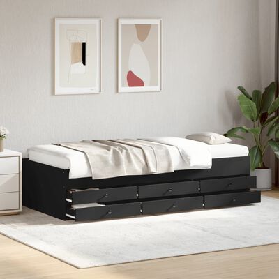 vidaXL Divano Letto con Cassetti senza Materasso Nero 75x190 cm