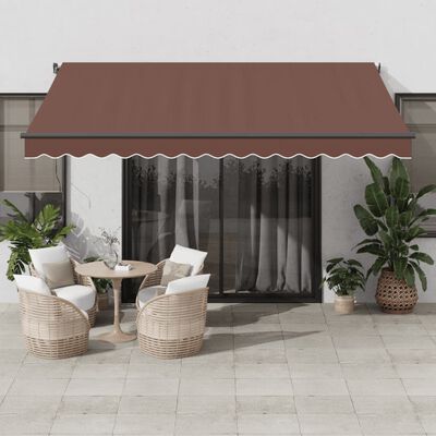 vidaXL Tenda da Sole Retrattile Manuale Marrone 400x350 cm