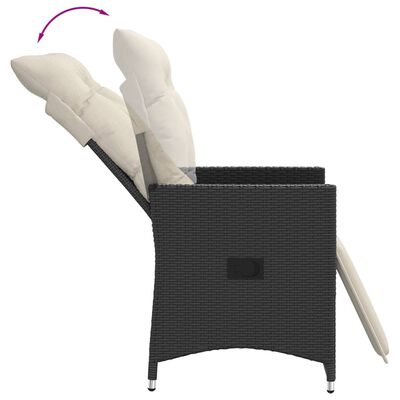 vidaXL Set da Bistrò 3 pz con Cuscini Nero in Polyrattan