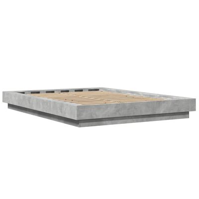 vidaXL Giroletto Luci LED Grigio Cemento 140x190 cm Legno Multistrato