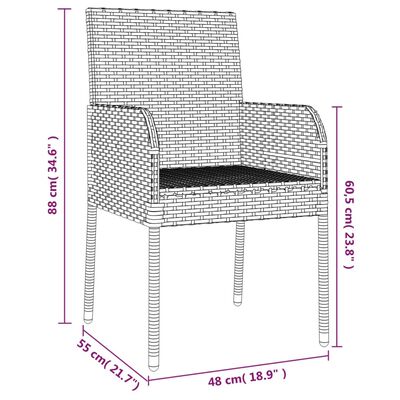 vidaXL Set da Pranzo da Giardino 5 pz Nero con Cuscini in Polyrattan