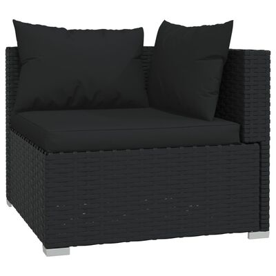 vidaXL Set Salotto da Giardino con Cuscini 9pz Nero in Polyrattan