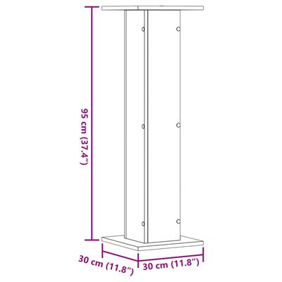 vidaXL Supporti per Piante 2 pz Rovere Fumo 30x30x95 cm in Truciolato