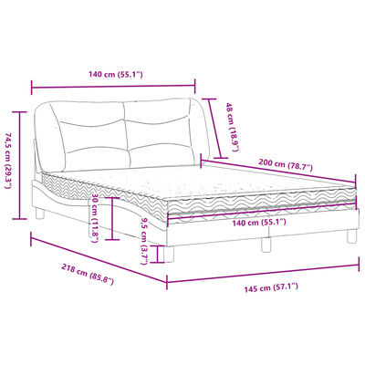 vidaXL Letto con Materasso Marrone Scuro 140x200cm Tessuto