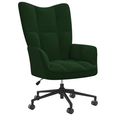 vidaXL Sedia Relax Verde Scuro in Velluto