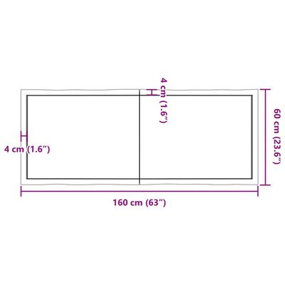 vidaXL Piano Tavolo Marrone Chiaro 160x60x(2-4) cm Rovere Non Trattato