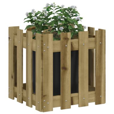 vidaXL Fioriera Giardino a Recinzione 40x40x40Pino Massello Impregnato