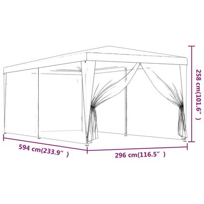 vidaXL Tenda per Feste 6 Pareti Laterali in Rete Antracite 3x6 m HDPE