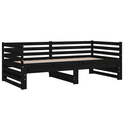 vidaXL Dormeuse Estraibile Nera 2x(80x200) cm Legno Massello di Pino