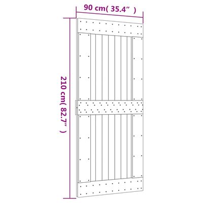 vidaXL Porta Scorrevole con Set Hardware 90x210 cm Legno Massello Pino