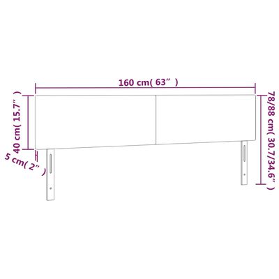 vidaXL Testiera a LED Grigio Chiaro 160x5x78/88 cm in Velluto