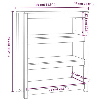 vidaXL Libreria 80x35x97 cm in Legno Massello di Pino