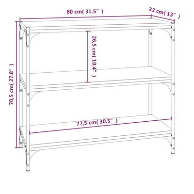 vidaXL Libreria rovere fumo 80x33x70,5 cm Legno Multistrato e Acciaio