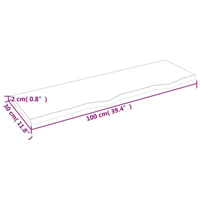 vidaXL Piano Bagno Marrone Chiaro 100x30x2 cm Legno Massello Trattato