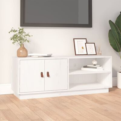 vidaXL Mobile Porta TV Bianco 105x34x40 cm in Legno Massello di Pino