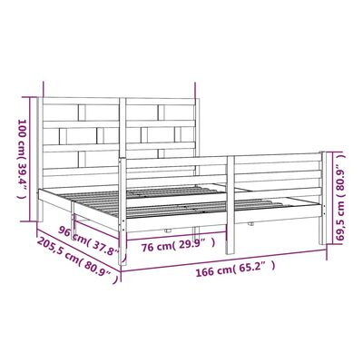 vidaXL Giroletto Bianco in Legno Massello di Pino 160x200 cm