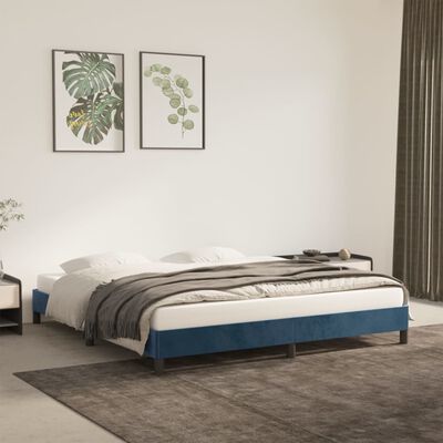 vidaXL Giroletto senza Materasso Blu Scuro 160x200 cm in Velluto