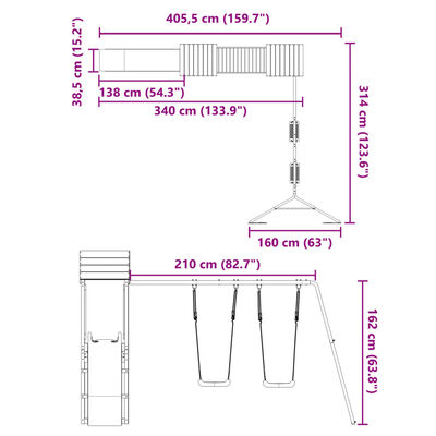 vidaXL Set da Gioco da Esterno in Legno Massello di Douglas