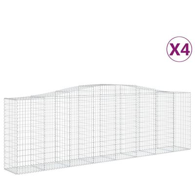 vidaXL Cesti Gabbioni ad Arco 4 pz 400x50x120/140 cm Ferro Zincato