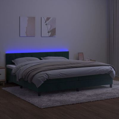 vidaXL Letto a Molle con Materasso e LED Verde Scuro 200x200cm Velluto