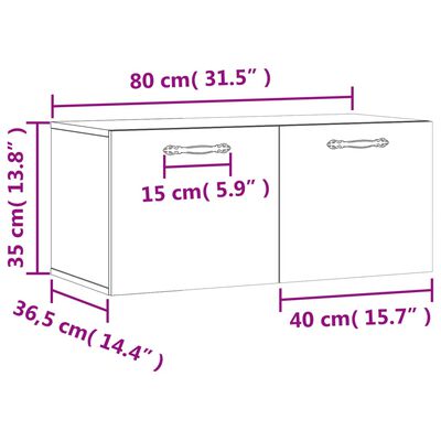 vidaXL Mobile a Parete Grigio Cemento 80x36,5x35 cm Legno Multistrato