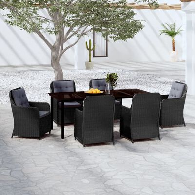 vidaXL Set da Pranzo da Giardino 7 pz Nero