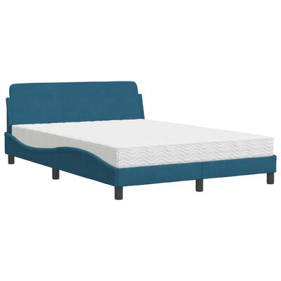 vidaXL Letto con Materasso Blu 140x190 cm in Velluto