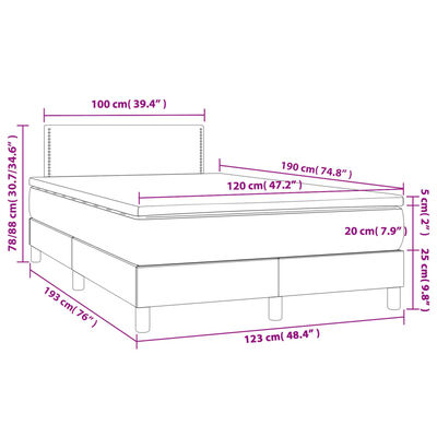 vidaXL Letto a Molle con Materasso e LED Crema 120x190 cm in Tessuto