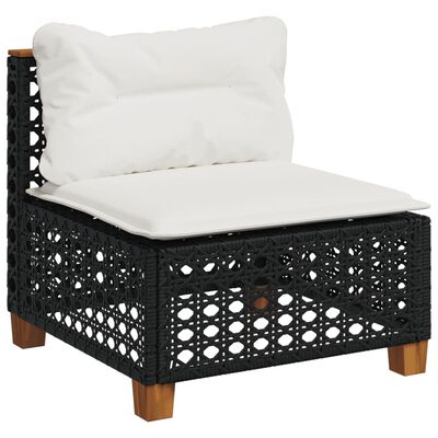 vidaXL Set Divani da Giardino 5 pz con Cuscini in Polyrattan Nero