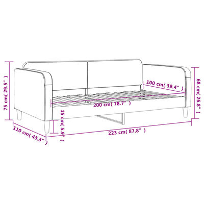 vidaXL Letto da Giorno Nero 100x200 cm in Tessuto