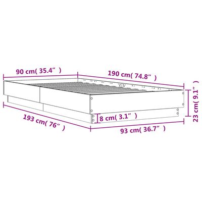 vidaXL Giroletto Grigio Cemento 90x190 cm in Legno Multistrato