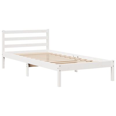 vidaXL Letto senza Materasso Bianco 75x190 in Legno Massello di Pino