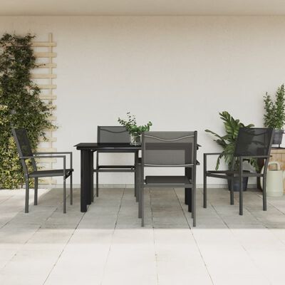 vidaXL Set da Pranzo da Giardino 5 pz Nero in Acciaio e Textilene