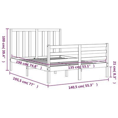 vidaXL Giroletto con Testiera Grigio Double in Legno Massello