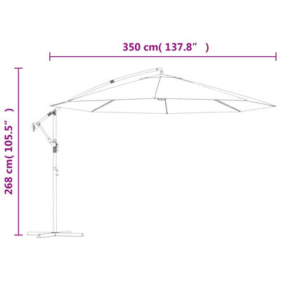 vidaXL Ombrellone a Sbalzo Palo in Alluminio 350 cm Tortora