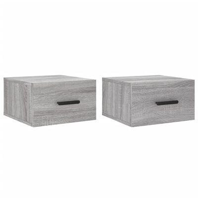 vidaXL Comodini a Muro 2 pz Grigio Sonoma 35x35x20 cm