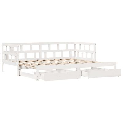 vidaXL Dormeuse Letto Estraibile e Cassetti Bianco 90x200cm Legno Pino