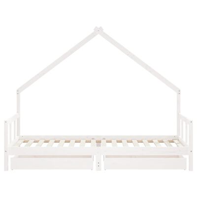 vidaXL Giroletto Bambini con Cassetti Bianco 90x200cm Massello di Pino