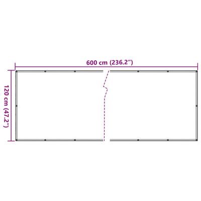 vidaXL Paravento da Balcone Bianco 600x120 cm in PVC