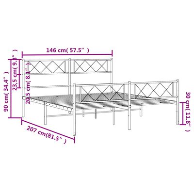 vidaXL Giroletto con Testiera e Pediera Metallo Bianco 140x200 cm