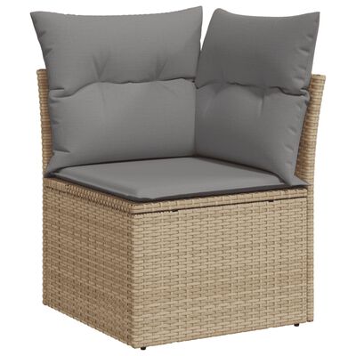 vidaXL Set Divani da Giardino 7 pz con Cuscini Beige in Polyrattan