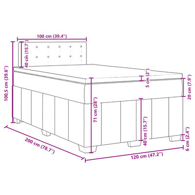 vidaXL Giroletto a Molle con Materasso Grigio Chiaro 120x200cm Tessuto