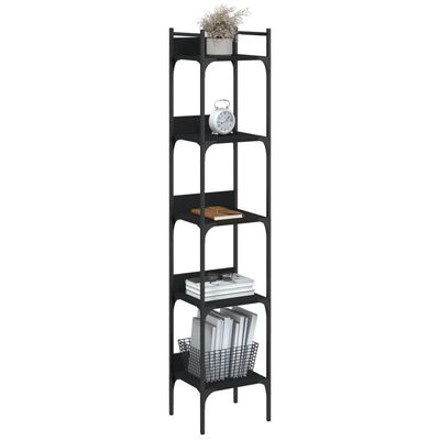 vidaXL Libreria a 5 Ripiani Nera 35x30x174 cm in Legno Multistrato