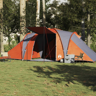 vidaXL Tenda da Campeggio a Cupola 6 Persone Grigio e Arancione