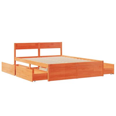 vidaXL Letto senza Materasso Marrone Cera 150x200 cm in Legno di Pino