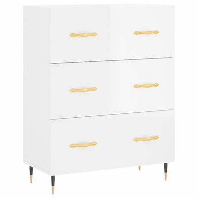 vidaXL Credenza 69,5x34x90 cm in Legno Multistrato Bianco Lucido