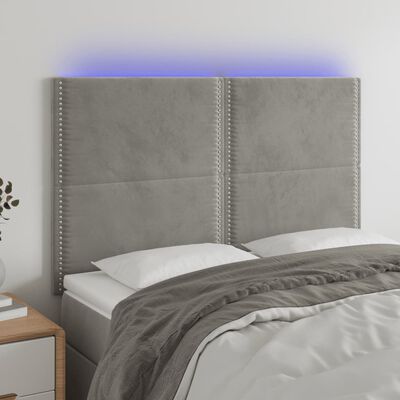 vidaXL Testiera a LED Grigio Chiaro 144x5x118/128 cm in Velluto