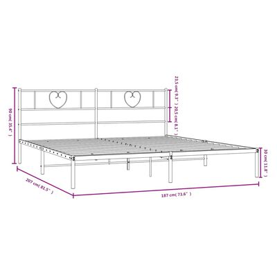 vidaXL Giroletto con Testiera Metallo Bianco 180x200 cm