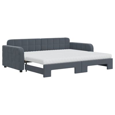 vidaXL Divano Letto Estraibile Materassi Grigio Scuro 90x200cm Velluto